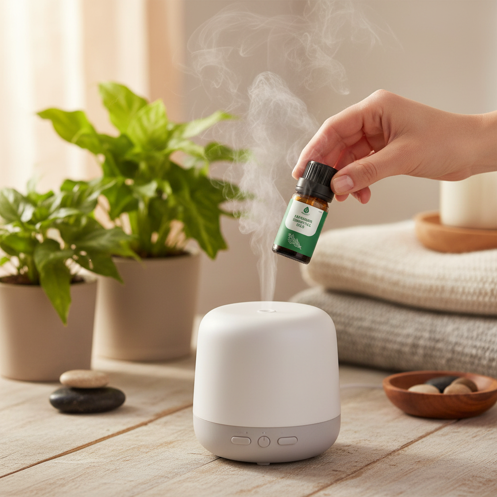 Essential oil being used in a diffuser - aromatherapy lifestyle wellness